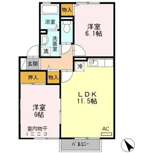 インター池田 A棟【2階】の間取り