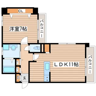 ヴィアーレ広瀬【8階】の間取り