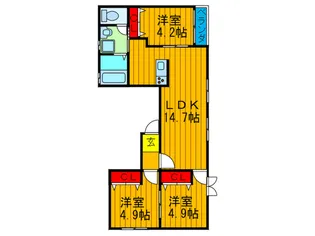 グローリー山之上【3階】の間取り