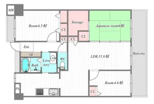 シティハイツこの花【13階】の間取り