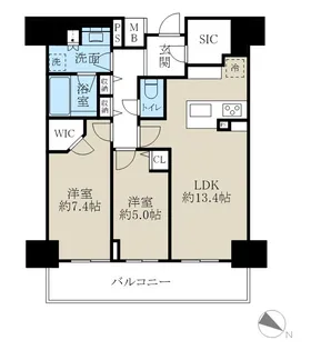 ロイヤルパークスER万代【8階】の間取り