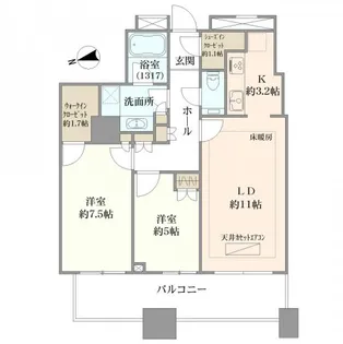 クレストプライムタワー芝【26階】の間取り
