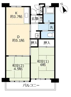 UR津久野南【5階】の間取り