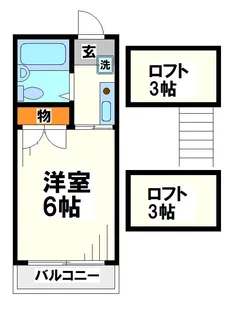 飛田給コーポ 東京外国語大学&電気通信大学受験生事前予約可能物件【2階】の間取り