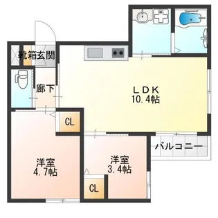 フォルモント住之江【3階】の間取り