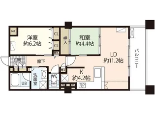 アイレスト中町サンテ・フェスタ平和大通り(1402)【14階】の間取り