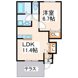 スカイヴィレッジ城南【1階】の間取り