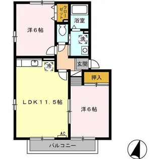 サンフローラ A棟【2階】の間取り