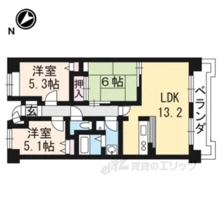 ツインオークス【4階】の間取り