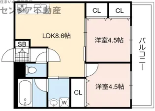 アドバンス松田III番館【1階】の間取り