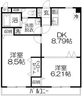 ユーロイヤルA【2階】の間取り