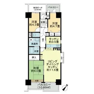 ライオンズマンションかしわ台【2階】の間取り