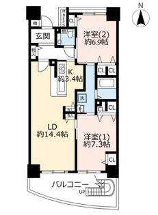UR新川・島屋敷通り【6階】の間取り