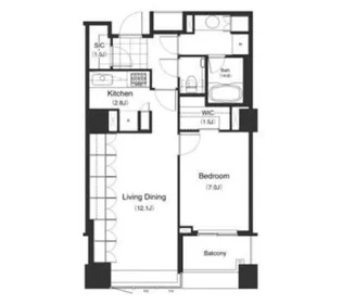 パークキューブ目黒タワー【12階】の間取り