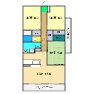 ユニテ・ラ・メールII【3階】の間取り