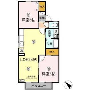 ディアコート八幡【2階】の間取り