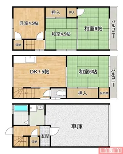 大阪府大阪市城東区天王田【一戸建】の間取り