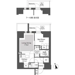 Belle Vue 千代田飯田橋【6階】の間取り