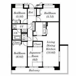 山梨県甲府市朝日1【マンション】の間取り
