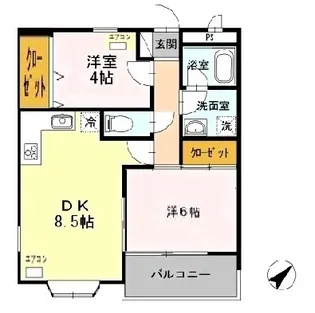 エステート西府中【1階】の間取り