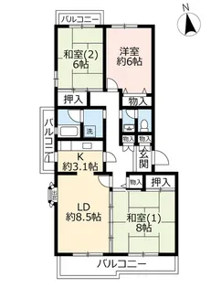 UR高槻・阿武山四番街【3階】の間取り