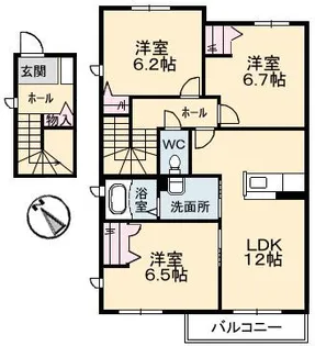 フラットスクエア庚午北【2階】の間取り