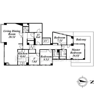 元麻布三田ハウス【4階】の間取り