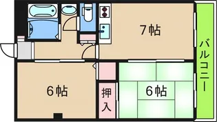 タウンハイツ西天下茶屋【3階】の間取り