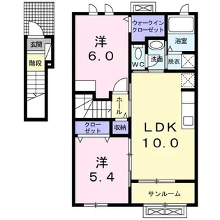 フラン ソレイユB【2階】の間取り