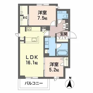 エクラージュ山手町【3階】の間取り