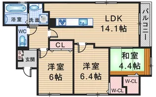 イストワール北桜塚【2階】の間取り