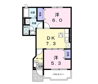 フォレ・デ・ポム B【1階】の間取り