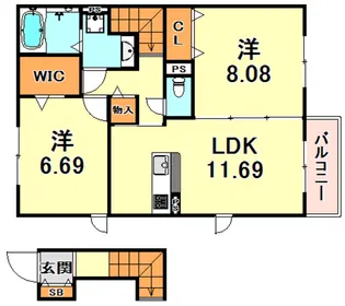 パルナシアン鴨子ヶ原【2階】の間取り