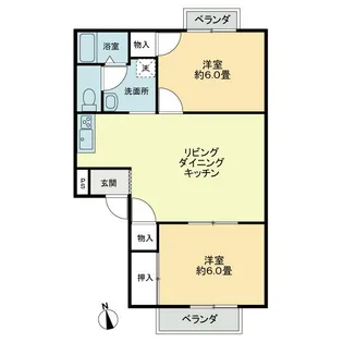 2LDKの間取り画像