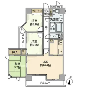 アルファホームズ新神楽坂アスティオン【3階】の間取り