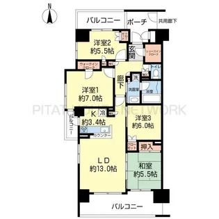 サンクレイドル高崎末広【14階】の間取り