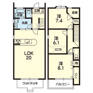 コンファティーブ エスフロント【1階】の間取り