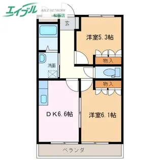 エバー プレイスB【1階】の間取り