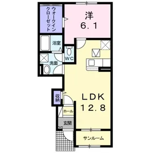 ヴィラ ドゥ グレーヌ梅ケ谷D【1階】の間取り