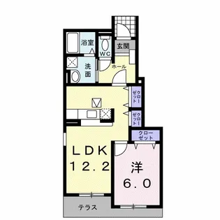 グランドゥールB【1階】の間取り