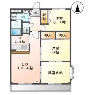 ツインハーティD1【1階】の間取り