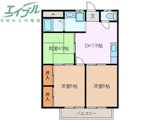 シティーハイツキャッスルA棟【2階】の間取り