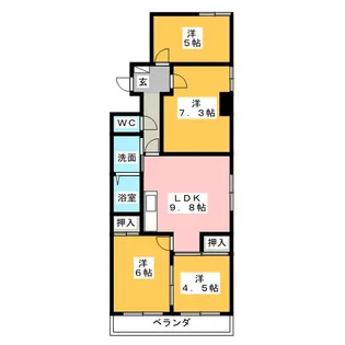 ソレイユ フジ【6階】の間取り