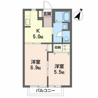 メゾン八山田A【1階】の間取り