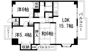 宝塚パークハイツ【6階】の間取り