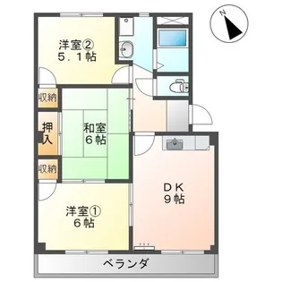 スカイ パレスオオタ【2階】の間取り