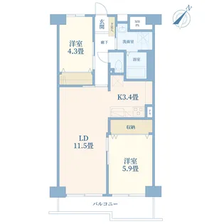 ペアパレス上池台No.1【5階】の間取り