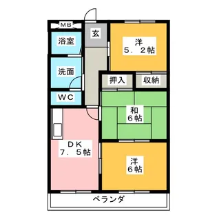 ソレアードS【2階】の間取り