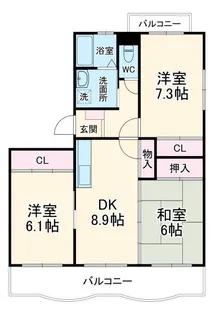エクレールB【3階】の間取り