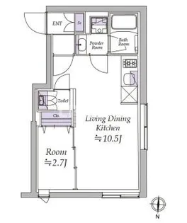 アトリオフラッツ清澄白河【2階】の間取り